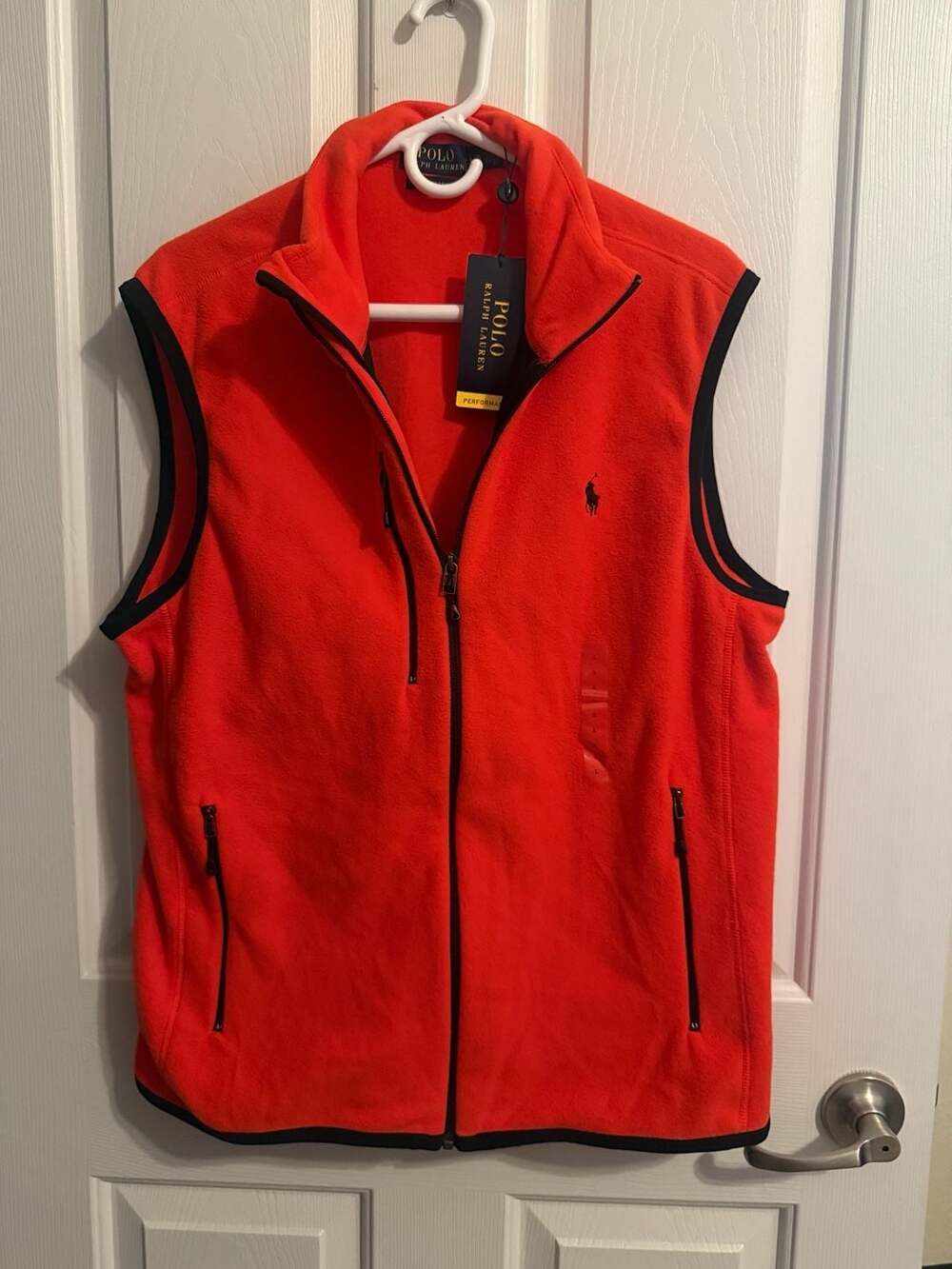 Polo Ralph Lauren Performance Fleece Vest Size L Orange Full Zip